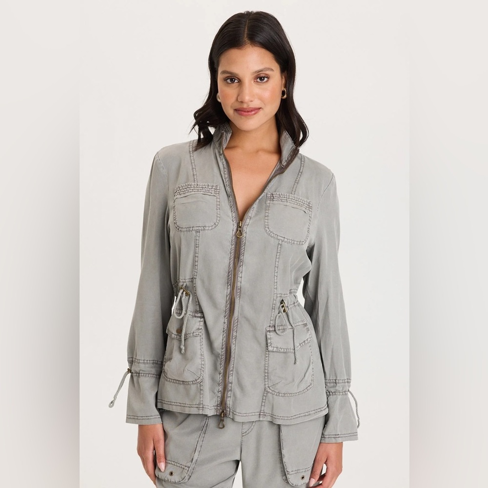 XCVI
HALL FOUR POCKET CINCHABLE TWILL/RIB JACKET
 In Magnetic Grey Pigment